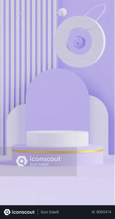 Pódio com fundo roxo  3D Icon