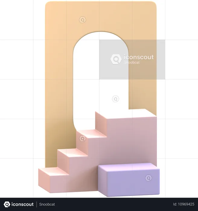 Podio de escalera con fondo de agujeros  3D Illustration