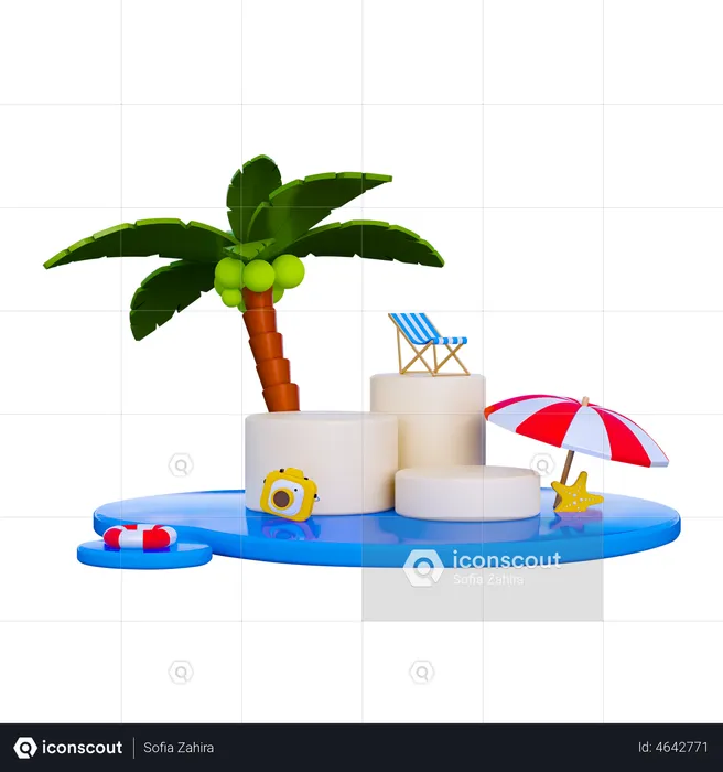 Podio de verano  3D Illustration