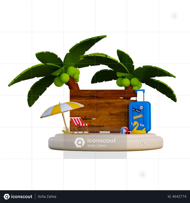 Pódio de verão  3D Illustration