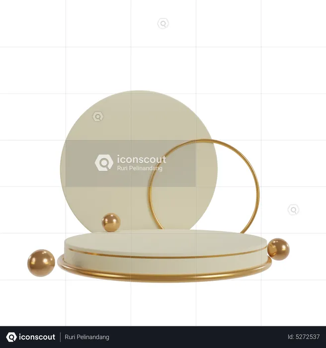 Pódio dourado com bola  3D Icon