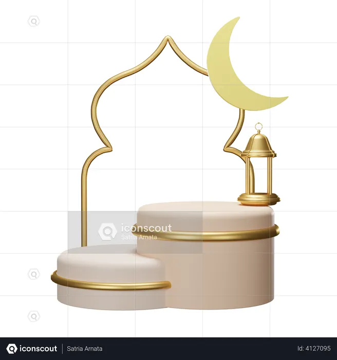 Pódio para o Ramadã  3D Illustration