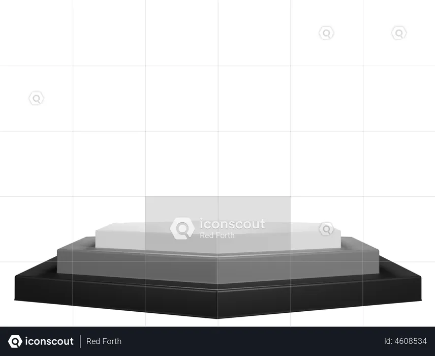 Podio del pentágono negro  3D Illustration