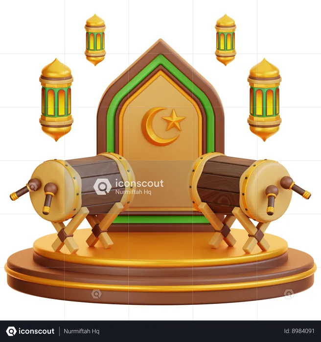 Pódio islâmico do Ramadã  3D Illustration