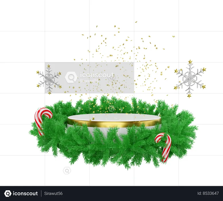 Podium empty with wreath  3D Illustration
