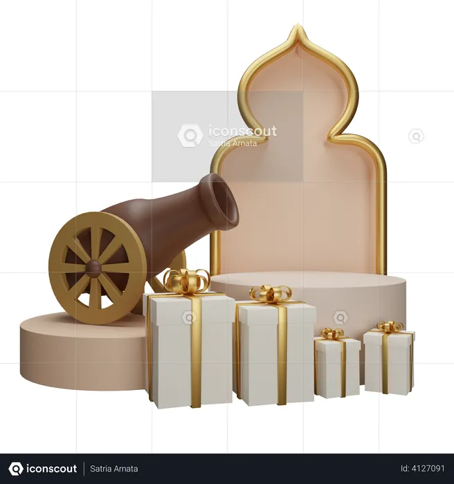 Podium For Ramadan  3D Illustration