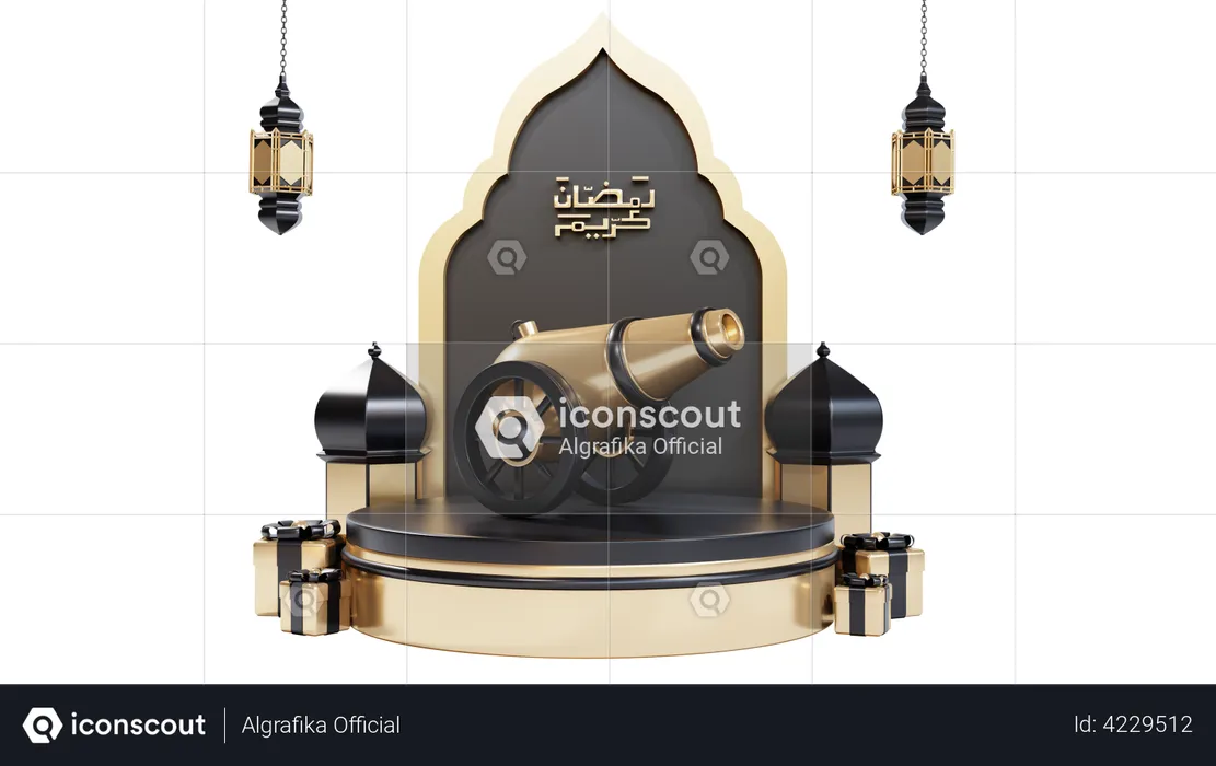 Podium For Ramadan  3D Illustration