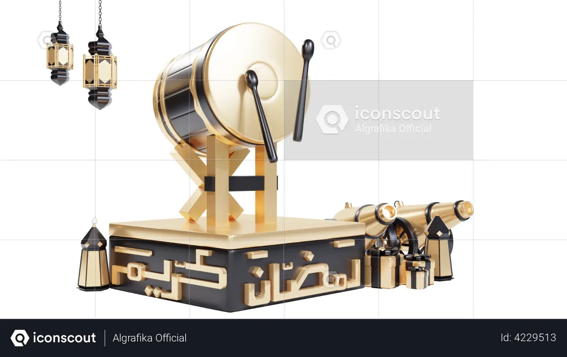 Podium For Ramadan  3D Illustration