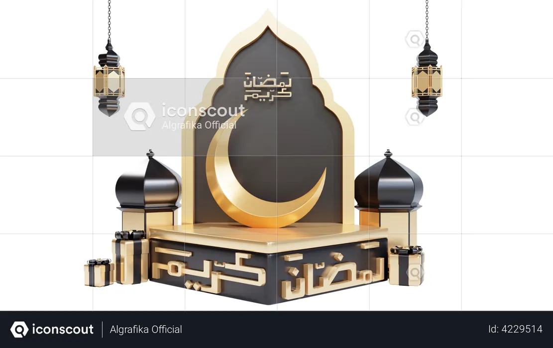 Podium For Ramadan  3D Illustration