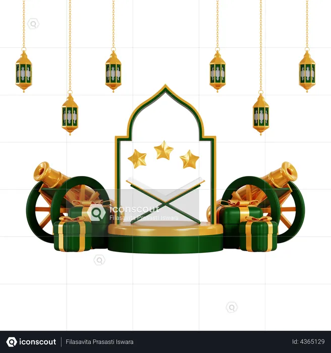 Podium for ramadan  3D Illustration