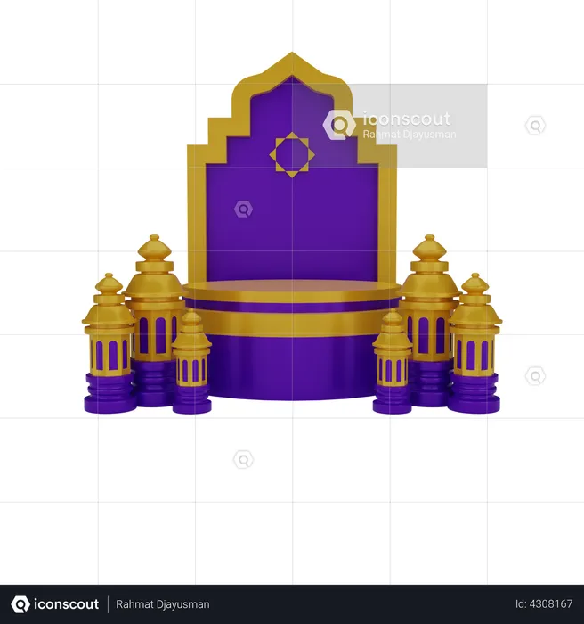 Podium islamique avec décoration  3D Illustration