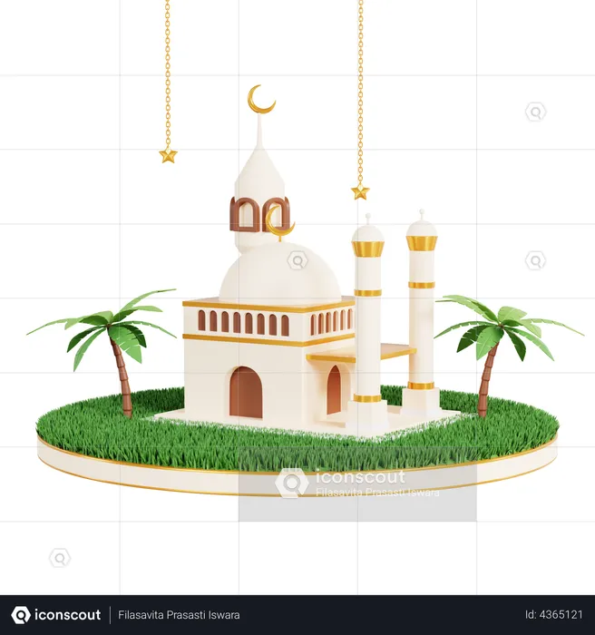 Podium Mosque  3D Illustration