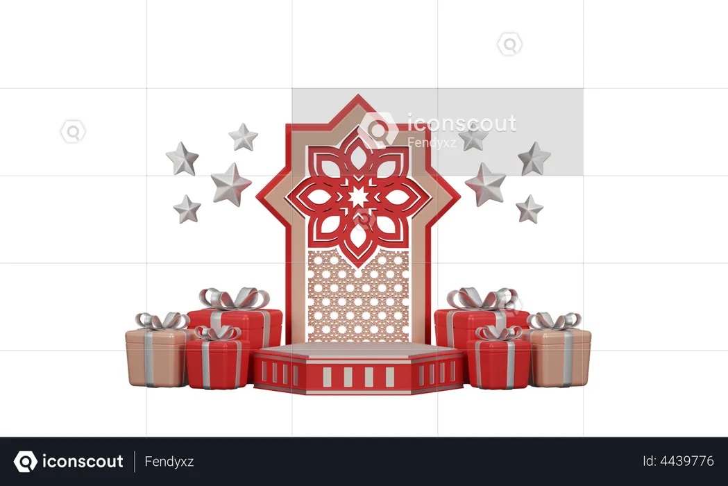 Podium Ramadan With Gift Box  3D Illustration