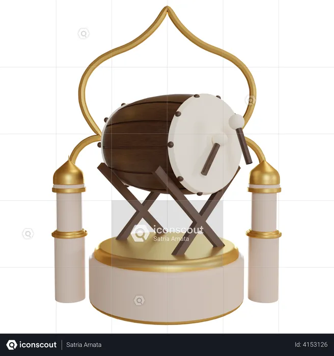 Podium de tambour islamique  3D Illustration