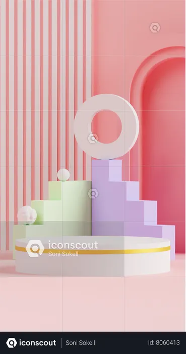 Podium with Pastel Color Background  3D Icon