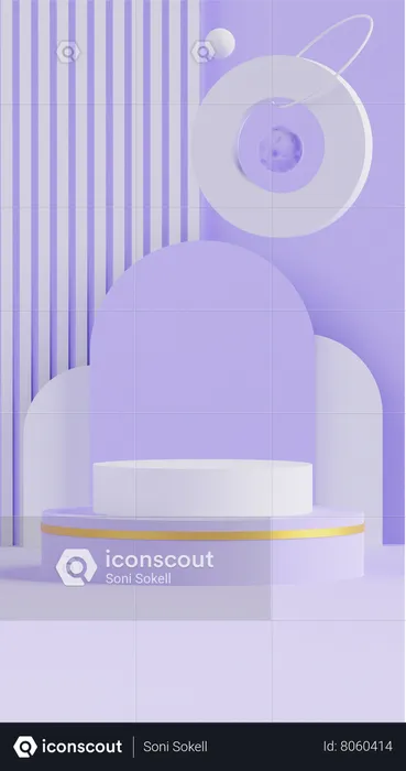 Podium with Purple Color Background  3D Icon