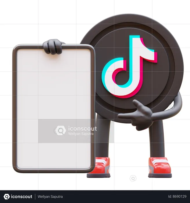 Pointing Blank Paper Board  3D Icon