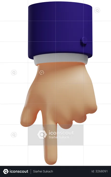 Pointing Down Gesture  3D Illustration