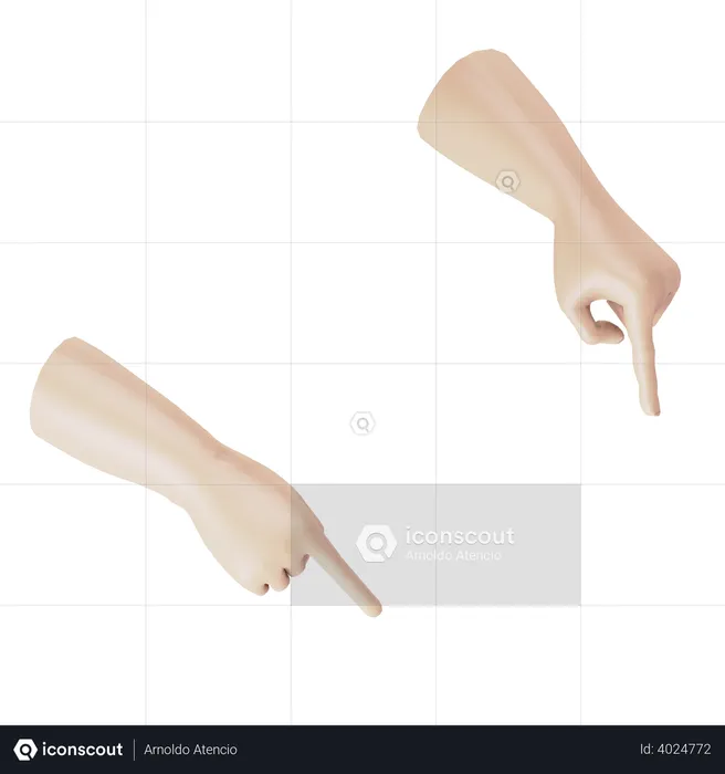 Pointing Down Hand Gesture  3D Illustration