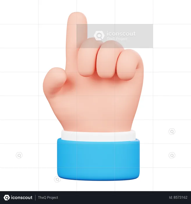 Pointing Finger Up Hand Gesture Emoji 3D Icon