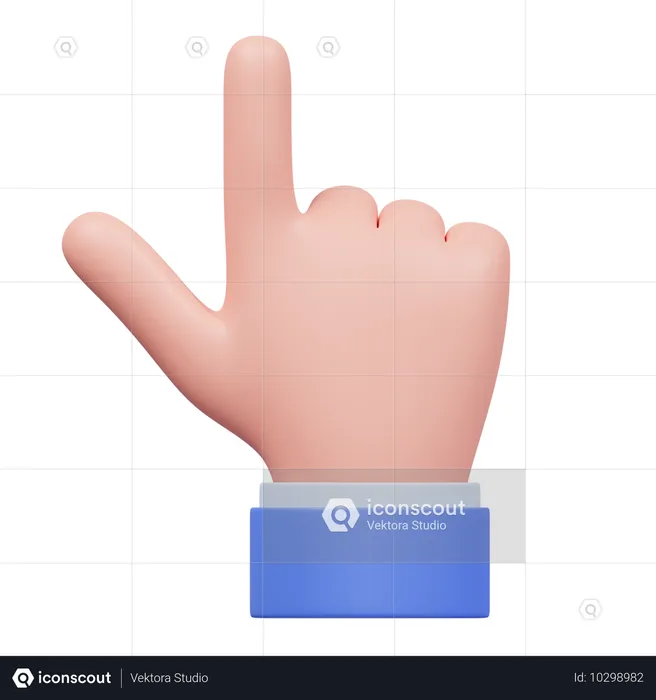 왼쪽 손가락 손 제스처를 가리키는  3D Icon