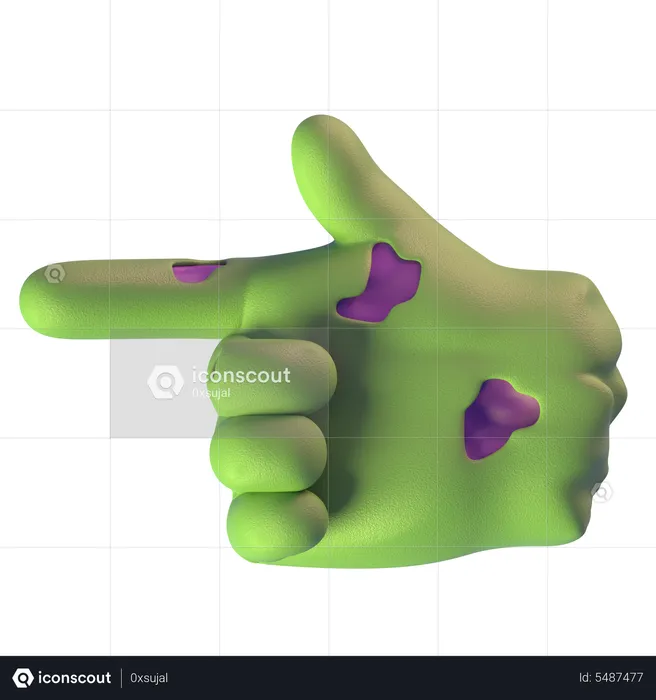 Pointing Left Zombie Hand  3D Icon