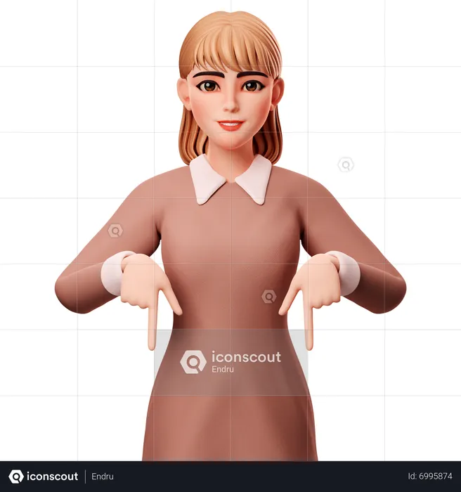 Pointing To Down Side Using Both Hand  3D Illustration