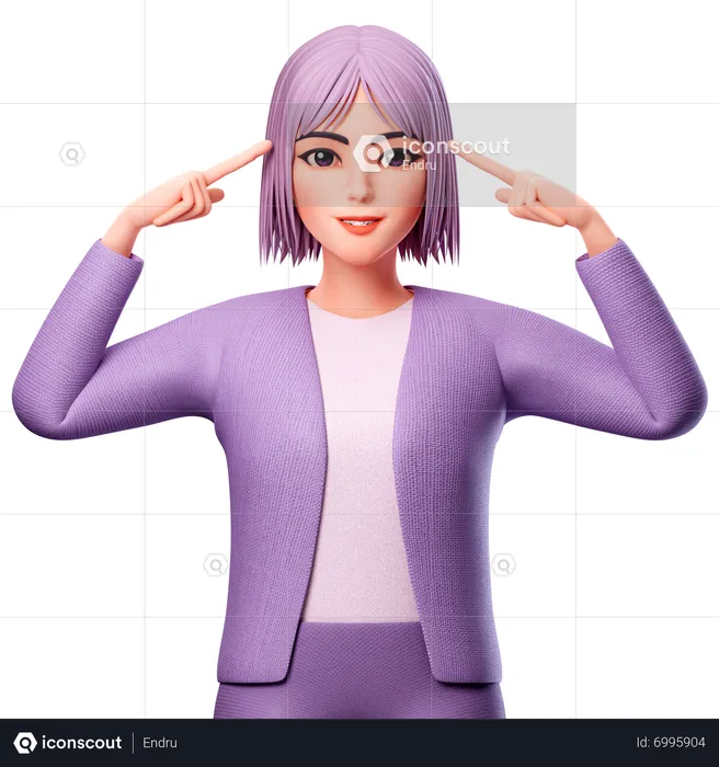 Pointing To Head  3D Illustration