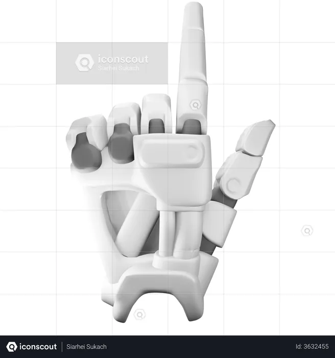 Pointing up Robot hand  3D Illustration