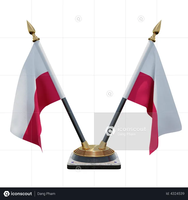 Poland Double Desk Flag Stand Flag 3D Flag