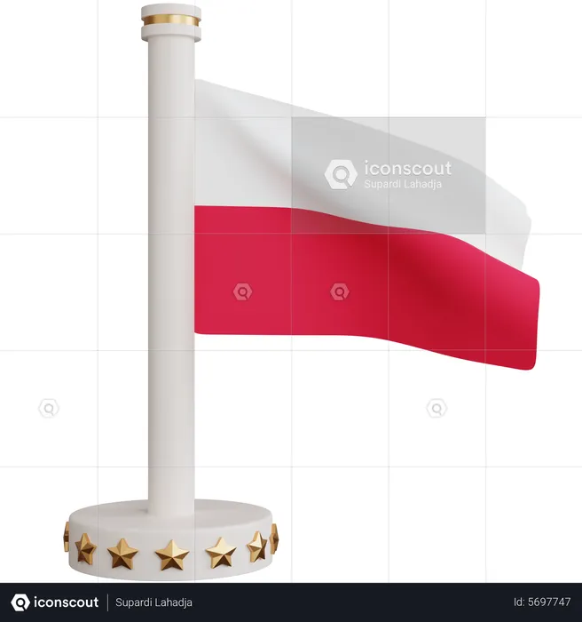 Poland national flag Flag 3D Icon