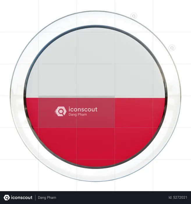 Poland Round Flag Flag 3D Icon