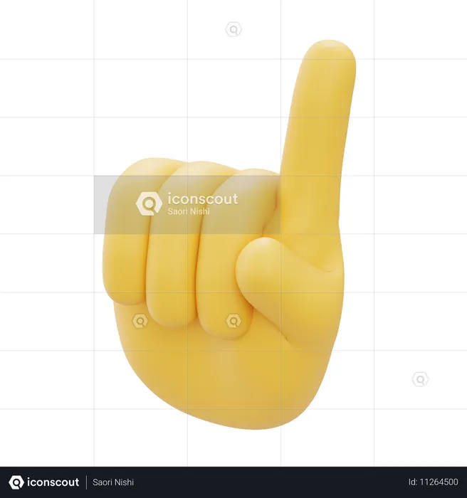 Polegar para cima apontando gesto com a mão Emoji 3D Icon