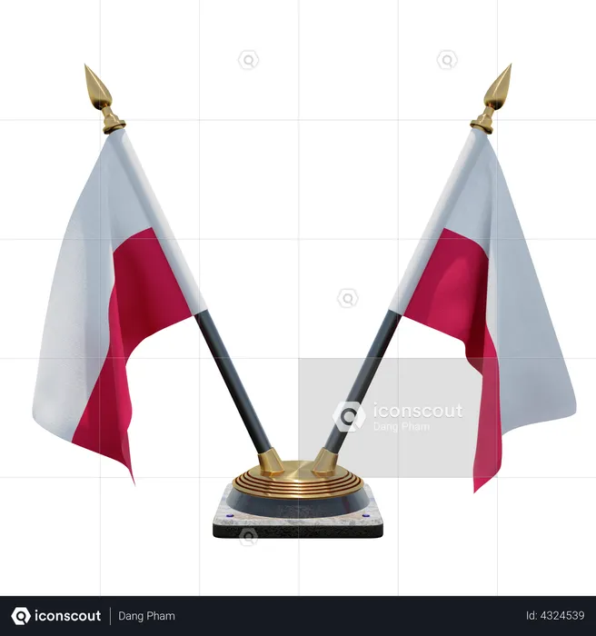 Polen Doppel-Tischflaggenständer Flag 3D Flag