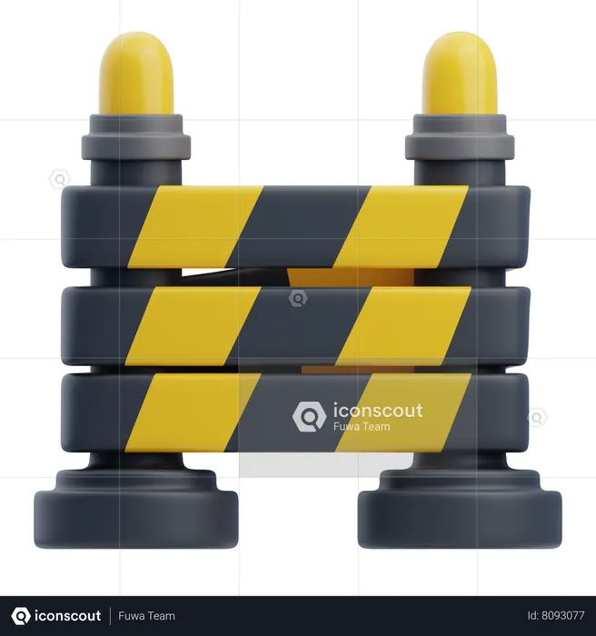 Police Barrier  3D Icon