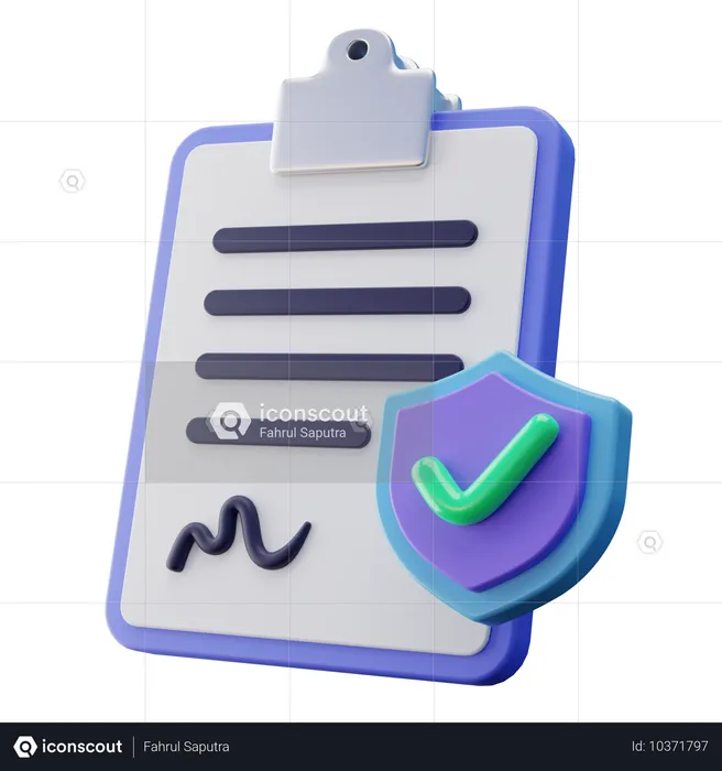 Document de police d'assurance  3D Icon