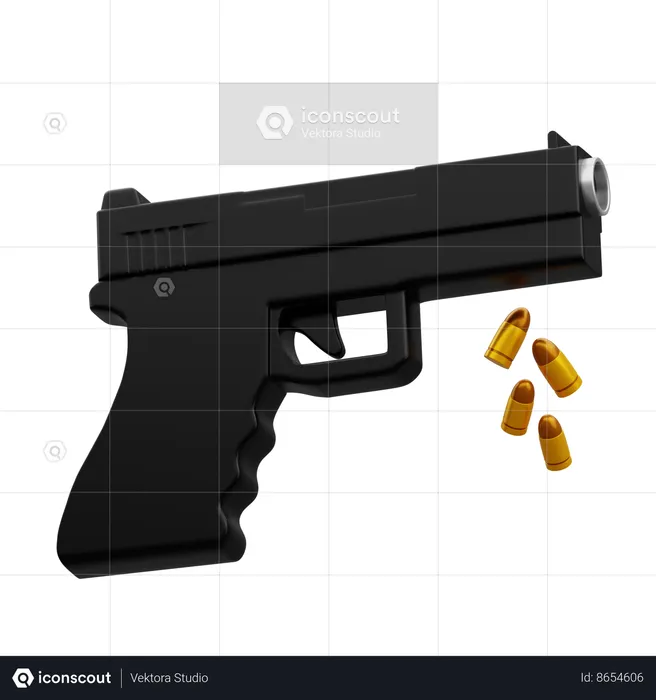 Police Handgun  3D Icon