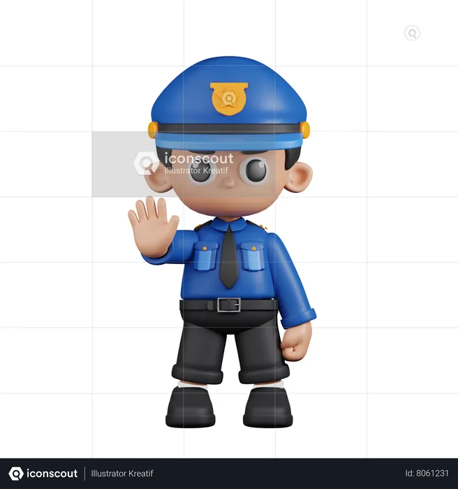 Policeman Doing The Stop Sign  3D Illustration
