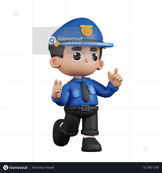 Policeman Feeling Happy  3D Illustration