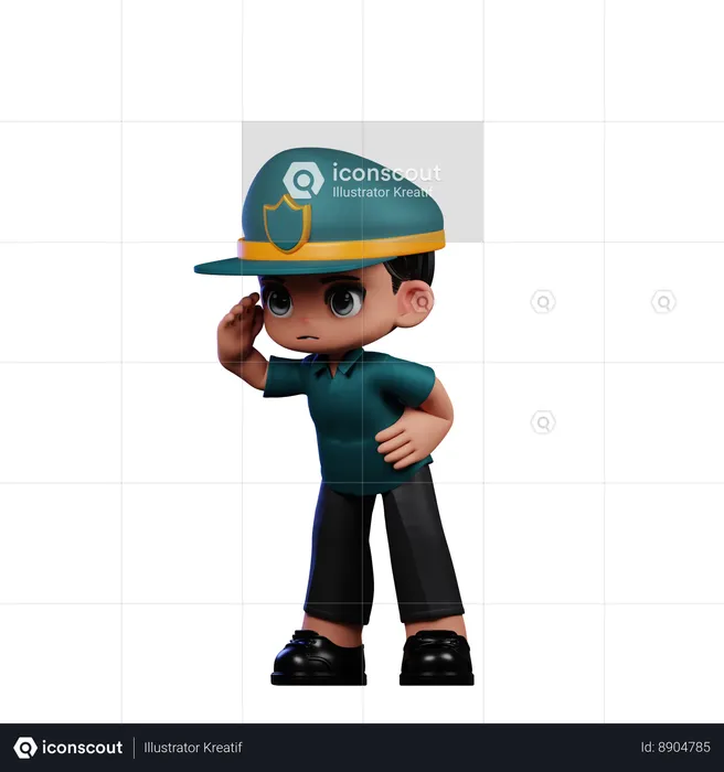 Policeman Looking  3D Illustration