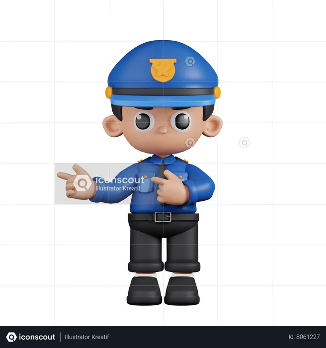Policeman Pointing Fingers In Direction  3D Illustration