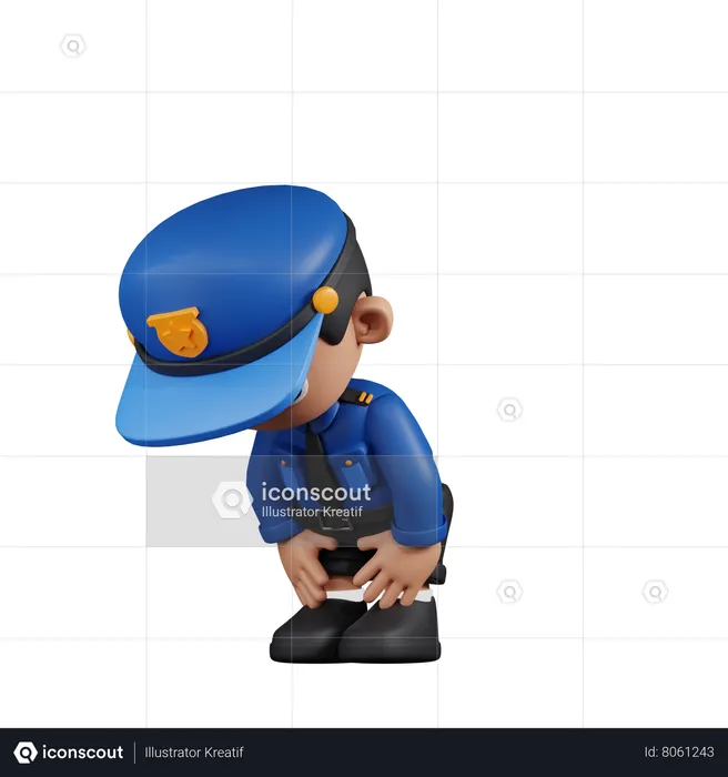 Policeman Taking A Break  3D Illustration