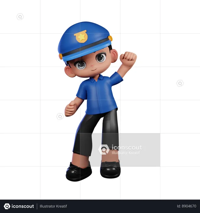 Policeman With Congrats  3D Illustration