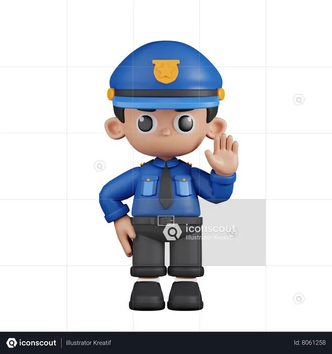 Policeman With Hands Up  3D Illustration