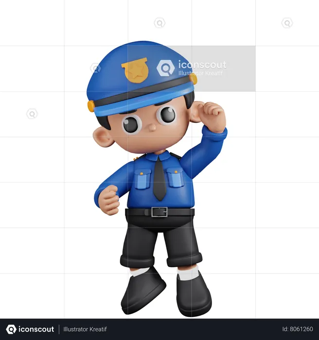 Policial com parabéns  3D Illustration
