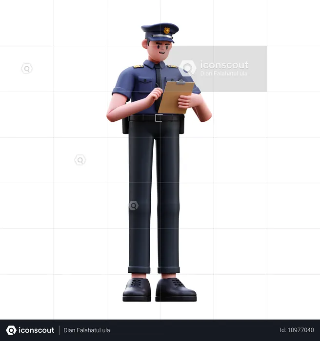 Policial emitindo multas  3D Illustration