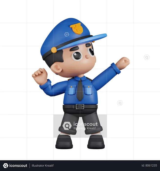 Policial parecendo vitorioso  3D Illustration