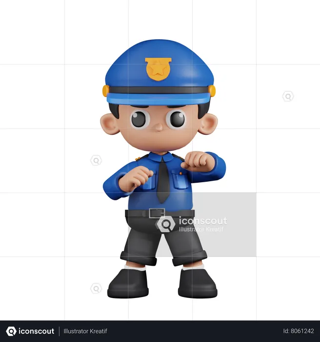 Policial pronto para lutar  3D Illustration