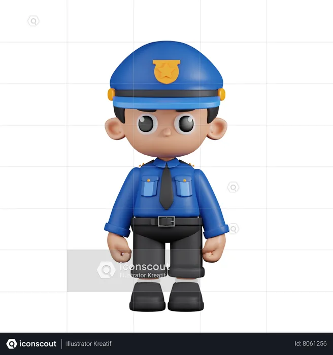 Policier debout  3D Illustration