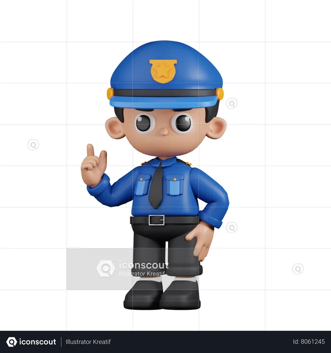 Policier donnant des conseils  3D Illustration